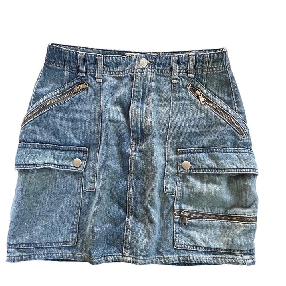 Free People Cargo Avenue Denim Utility Mini Skirt size 29 - Picture 2 of 8